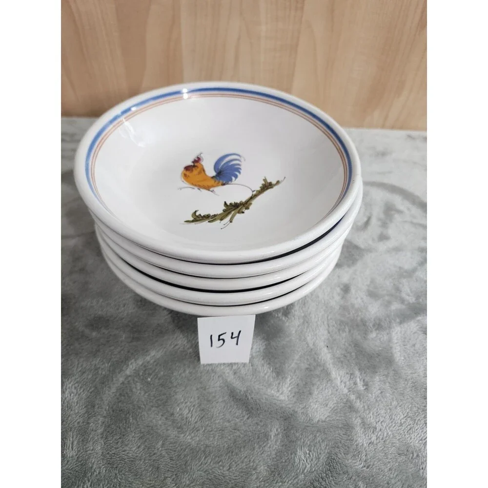 RARE L'ASSAINATO GROTTAGLIE Country French Rooster Pottery 5 Dinner bowls